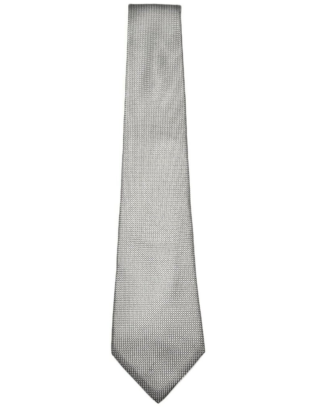 Ermenegildo Zegna Silver Textured Silk Tie Made in Italy